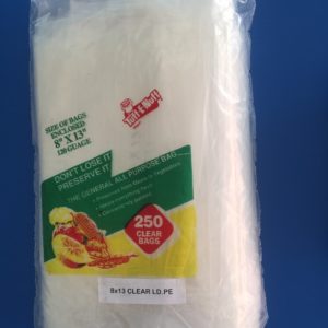 8 x 13 LDPE Unprinted Clear Bag
