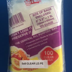 5 x 8 LDPE Unprinted Clear Bag